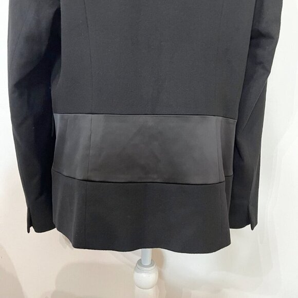 ST. EMILE BLACK WOOL CASHMERE BLEND SATIN STRIPE BLAZER - 12 - Picture 7 of 14